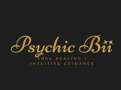 Psychic Bii logo crescent moon double stars soul healing intuitive guidance