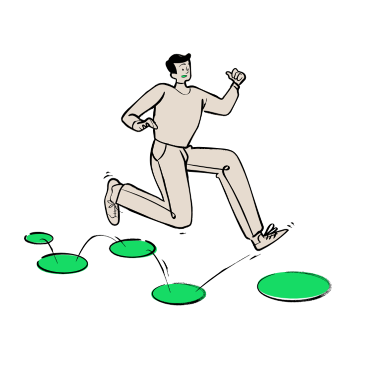 A man jumps ahead purposefully with clarity after psychic reading