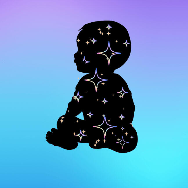 Newborn radiating stars aura being read psychically for their life purpose and soul guidance