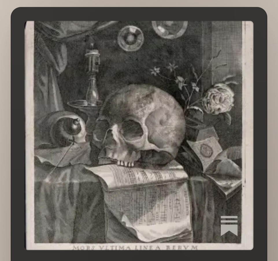 Scorpio skull resting on Music sheet