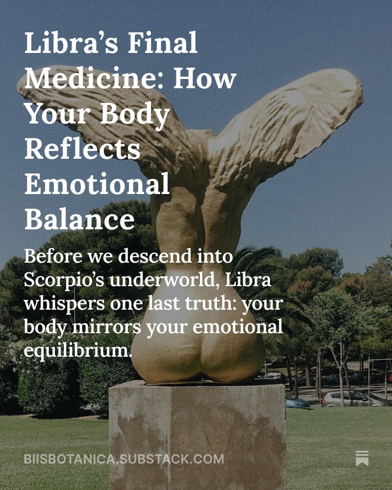 Angel statue with wings outstretched and curved glutes with Libra's medicine